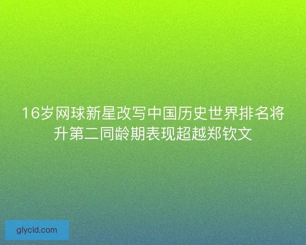 16岁网球新星改写中国历史世界排名将升第二同龄期表现超越郑钦文