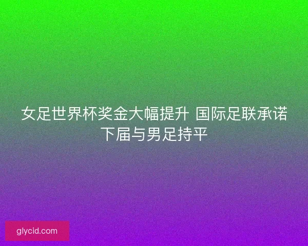 女足世界杯奖金大幅提升 国际足联承诺下届与男足持平